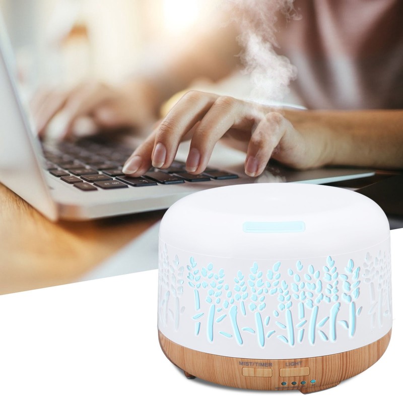 Desktop Humidifier 300ml Wood Grain Design Low Noise Aromatherapy Humidifier