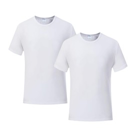 ORJ 2 PCS Adult Unisex Sublimation Blank T Shirts Polyester Tshirts for Sublimation White Crew Neck