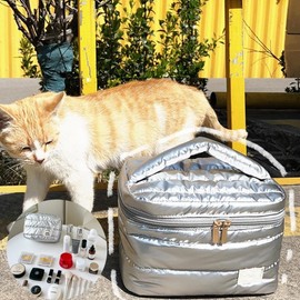 Heavy Cushioned Waterproof Cosmetic Travel Bag - Damage-Resistant Makeup & Sanitary Pad Pouch Cosmetic Pouch (Medium) 2ea