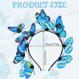Tyqour Butterfly Headband 14 Pieces Butterfly Fascinator Headband Blue Butterfly Headbands Butterfly Headdress for Carnival Butterfly Fascinator Fairy Headband