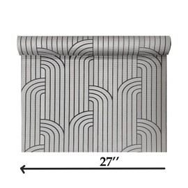 Textured Dark Silver Metallic Black Art Deco Lines Faux Fabric Modern Wallpaper