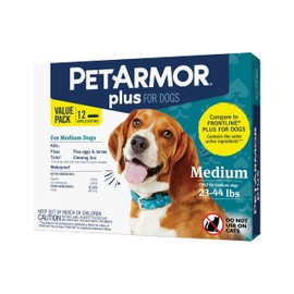 PetArmor Plus for Medium Dogs 23-44 lbs, Flea and Tick Protection for Dogs, Long-Lasting and Fast-Acting Topical Dog Flea Treatment, 12-Month Supply