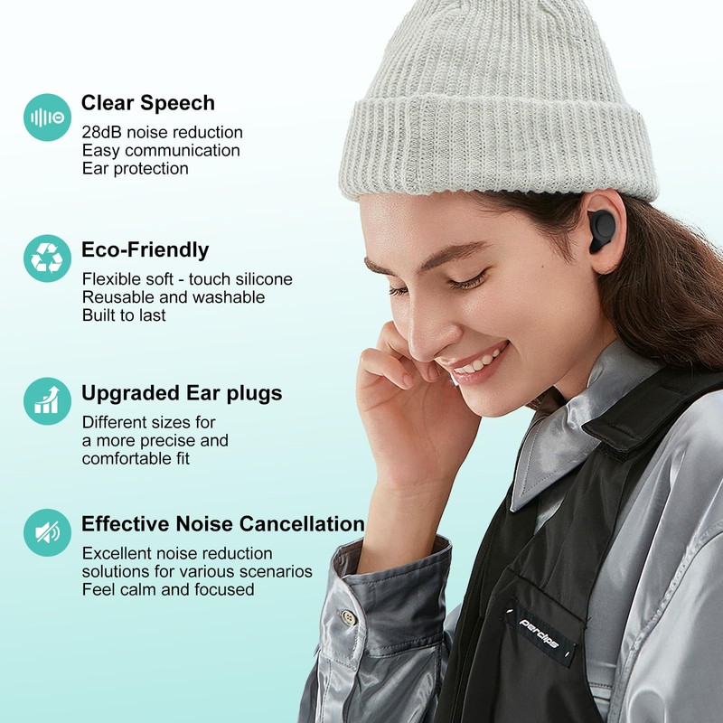 2 Noise Cancelling Ear Plugs, Beinkap Sleeping Earplugs with 12