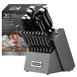 McCook® Knife Sets, German Stainless Steel Forged Kitchen Knives Block Set with Built-in Knife Sharpener
