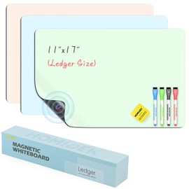 HOMiDEK Magnetic Dry Erase Board, 3 Colors Fridge Magnet White Board Sheet with 4 Markers & 1 Eraser, Reusable Blank Magnetic Whiteboard to Write On for Refrigerator, Locker, Cabinet, Door - 11 x 17