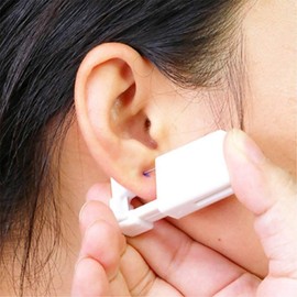 Ear Piercing Kit 4 Pcs Ear Piercing Gun Disposable Ear Piercing Gun Kit with Cubic Zirconia Silver Earring Studs (White)