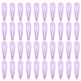 40 Counts Colorful Metal Snap Hair Clips 2 Inch Barrettes for Women Accessories (light purple)