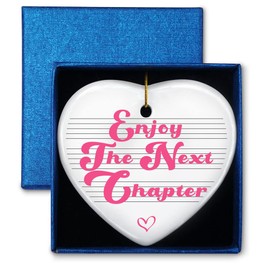 Retirement Gift for Women, Enjoy The Next Chapter, Ornament Keepsake Sign Heart Plaque Retirement Gifts for Coworkers Colleague Leader, Coworker Leaving Farewell Goodbye Gift for Women Friends