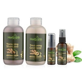 Herbishh Thickening Shampoo and Conditioner Hair Growth Vitalizer Hair Growth Essence Oil Prevents Premature Hair Loss Supports Healthy Hair Growth (4-in-1)