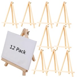 Aisamco 12Pcs 19cm Mini Wooden Easel,Natural Wood Display Stand Artist Easel Tabletop Holder Stand for Displaying Small Canvases,Business Cards,Photos,DIY Crafts,Signs