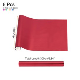 sourcing map 8 Pcs Toner Reactive Foil,Metallic Transfer Hot Foil Roll 15cm x 300cm Deco Foil Transfer Sheets Paper for Hot Foil Pen Scrapbooking Heat Transfer DIY Craft,Mixed Colors