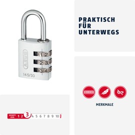 ABUS 145/20 Combination Lock, Solid Aluminium Padlock, Blue