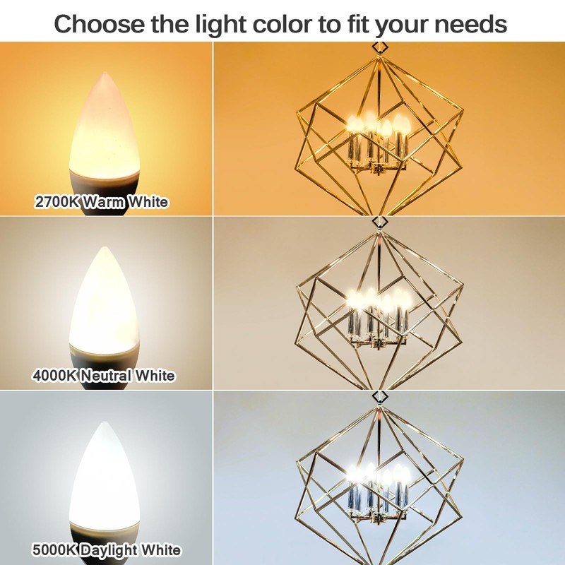 Brtstiun 6W E12 LED Ceiling Fan Light Bulbs, C37 Chandelier