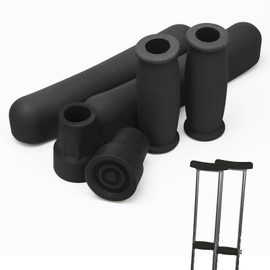 Replacement Crutch Pads, Ahier Padding for Walking Arm Crutches, Hand Grips, and Feet Caps, Fits Standard Aluminum Crutches 6 Pieces-Set