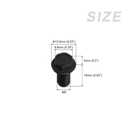 METALLIXITY Flanged Hex Head Bolts (M8x16mm) 8pcs, Left Hand Hexagon Bolt Reverse Thread Screw - for House Construction Machine Fasteners