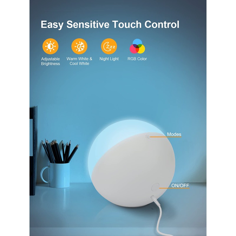 EASEMO Touch Lamp for Bedroom, RGB Color Changing Small Table