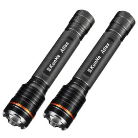 KunHe Heavy Duty LED Flashlight,High Lumens,Zoomable,Tactical,Aluminum,3 D Cell Batteries,Flashlight for Home,Emergency,Defense,Law Enforcement,Camping.2.01×10.43in,1200 Lumens,0.91Lb,2 Pack