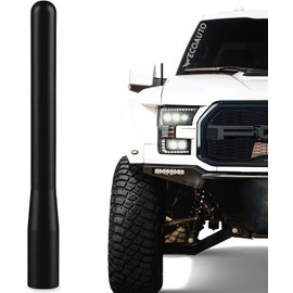 EcoAuto Short Antenna Ford Fits F150 F250 F350 Super Duty, Bronco, Ford Raptor Accessories & Dodge RAM - Anti-Theft Design - Carwash Safe Antenna for Truck 4 Inch Long (Black)