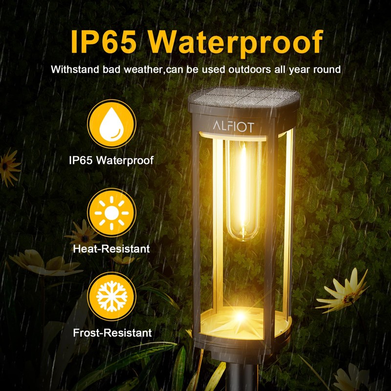 ALFIOT Solar Pathway Lights Solar Outdoor Lights Pathway Waterproof 8