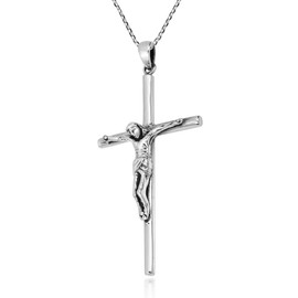 AeraVida Divine Devotion Jesus Christ .925 Sterling Silver Crucifix Pendant Necklace | Jesus Christ Pendant Necklace | Sterling Silver Crucifix Pendant Necklace | Jesus Pendant Necklace