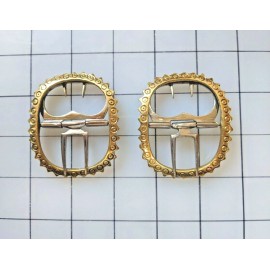 Shoe Buckles,  AK, Pair Brass Buckles Sold as Pair, 18th Century Reproduction