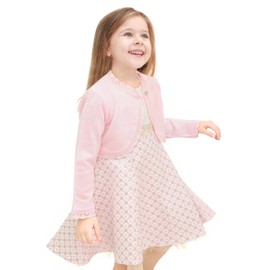 Lilax Baby Girls' Knit Long Sleeve Button Closure Bolero Cardigan Shrug 6-9 Months Pink