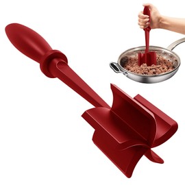Meat Chopper, Multifunctional Heat Resistant Nylon Meat Chopper Tool with 5 Blades, Turkey, Potato,Hamburger Chopper, Ground Beef, Masher and Smasher for Kitchen (Red)