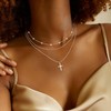 Sliver Layered Necklaces for Women, Dainty Sterling Sliver Plated Cross