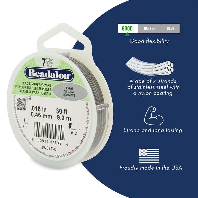Beadalon 7 Strand Stainless Steel Bead Stringing Wire, 0.024 in