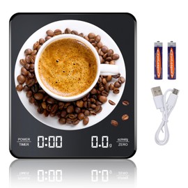 ASVEL Báscula Digital Cocina USB Recargable, Báscula Digital Cocina de 3Kg/0.1g con Pantalla LCD, Función de temporizador adecuada para cocinar, tomar café
