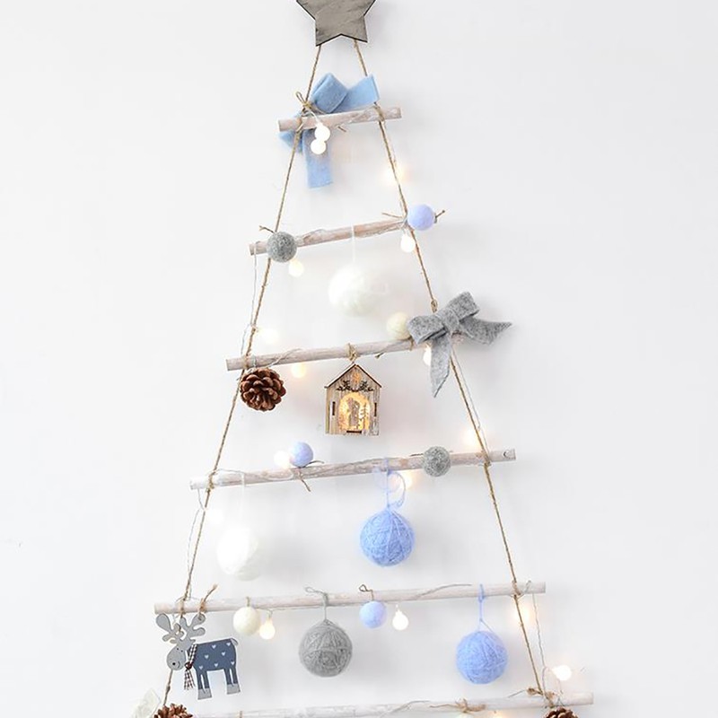 Wooden Hanging Ornaments with Star and Rope Decoration for Wall