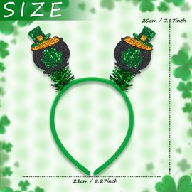 St. Patrick's Day Headband Green Glitter Hairband Gold Coin Pot Hair Hoop Irish Festival Headpieces Sequin Headwear for Parade Party St. Patrick's Day Hair Accessories for Women Holiday Decoration