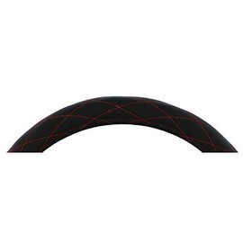 United Pacific 18" Black Diamond Stitched Leather Steering Wheel Cover - Red