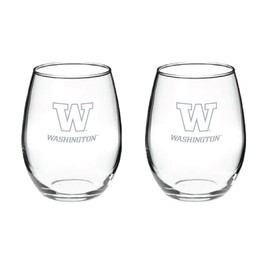 RFSJ Satin Frost Logo Wine or Beverage Glass Set of 2 (Washington Huskies)