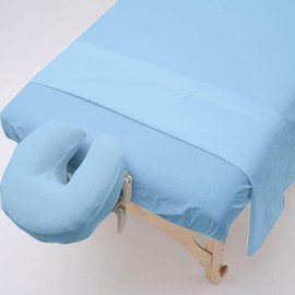 Massage Table Sheet Set-Microfiber 3-Piece Massage Sheet Set-Ultra-Light, Premium Facial Bed Cover,Wrinkle Free, Includes Flat Sheet, Fitted Sheet with Face Cradle Cover (Light Blue)
