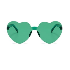 qinqilanqi-S Retro Rimless Heart Glasses Heart Shaped Party Glasses Wedding Party Heart Glasses (Green)