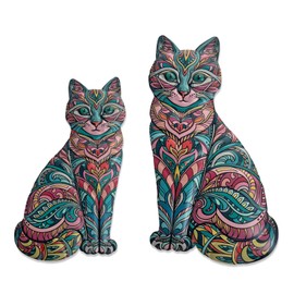 LIFFY Boho Cat Metal Wall Decor - Cute Hanging Meal Wall Art, Farmhouse Decor Meets Mid-Century Bohemian, Modern Decoration, Lovely Cat Gifts, Holiday Gifts for Women