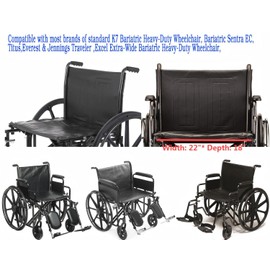 22 inch wheelchair seat replacement,Heavy-Duty wheelchair seat replacement 22x18,Vinyl Seat Upholstery,Embossed,Replacement parts,W/Hardware,Suitable for K7,Bariatric Sentra EC wheelchairs(1Ea,Black)