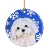Caroline's Treasures SS4620-CO1 Maltese Winter Snowflakes Holiday Christmas Ceramic Ornament,