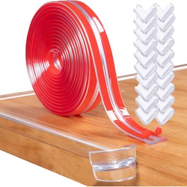 Esquineros Protectores para Bebe - Tira Protector Borde 6m + 20 Protectores Esquinas para Muebles, Protectora de Mesa Transparente para Seguridad Niños, Anticolisión Proteccion Silicona