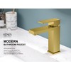 KENES Brushed Gold Bathroom Faucets, Modern Single Hole Lavatory Vanity