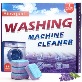 Aievrgad Washing Machine Cleaner Tablet : 24pack/12 Month Supply, washer cleaner table for laundry,top loader,front load or HE washing machine, effective deep cleaner, descaler, remover(Lavender)