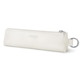 Fmeida PU Leather Pencil Pen Case Slim Design Pens Bag Plain Pencil Pouch Compact Size for Student Middle School College Office (White)