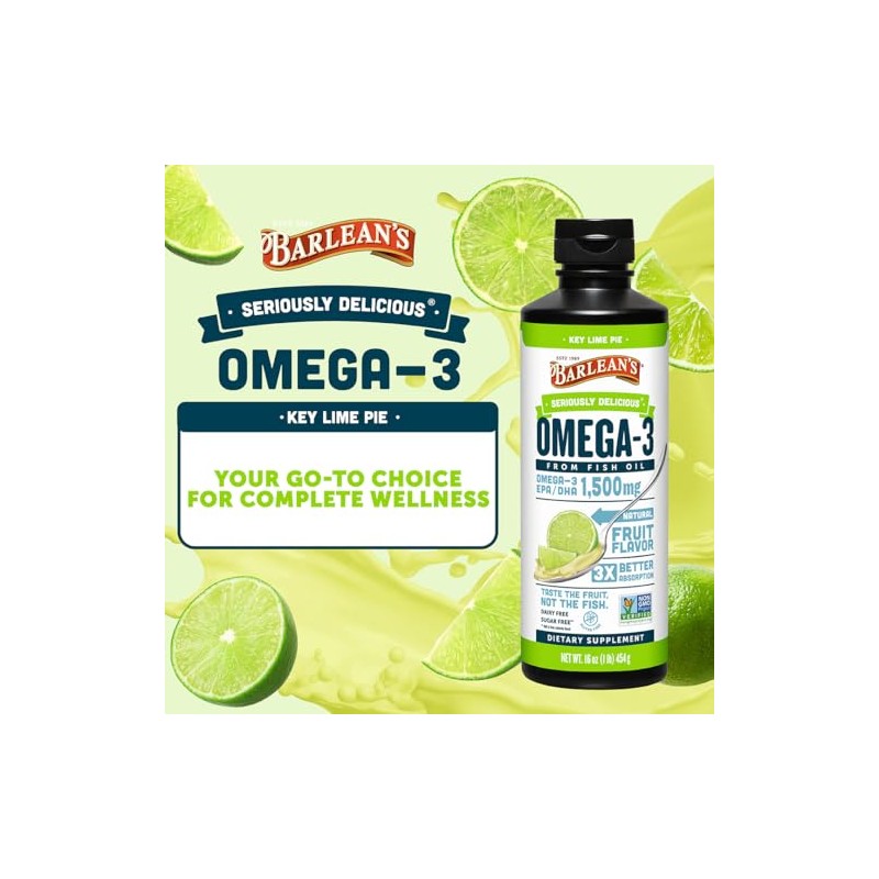 Barlean's Organic Oils Key Lime Ultra High Potency Fish Omega
