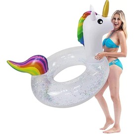 JUNBAOYYDS Anillo de natación Inflable de Unicornio, Flotador para Piscina, Juguete de Agua Inflable, Anillo de natación Transparente, para Adultos,  