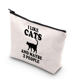 PLITI Cat Makeup Bag Cat Love Gift Cat Owner Gift Cat Mom Gift I Like Cats and Maybe 3 People Travel Pouch(I Like CatsU)
