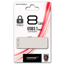 HIDISC USB 3.1, Gen1 Password Locking Flash Drive 8GB Slide