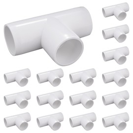 16-Pack 1" PVC Fittings Tee, Furniture Grade 1 Inch PVC Pipe Fittings 3 Way, UV Resistant, Fits SCH40 Pipe DIY Garden Shelves, Greenhouse, Shelf