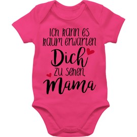 Baby Body Junge Mädchen - Ich kann es kaum erwarten dich zu sehen, Mama - schwarz - 1/3 Monate - Fuchsia - kurzarmbody muttertag muddi mamas strampler babykleidung jungen mama's mutter babybody