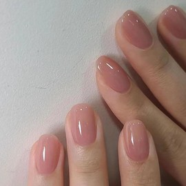 24PCS Nude Pink Almond French Tip Press on Nails, Full Cover Reusable Acrylic Nails for Women, Ballerina Style Art Kit, Natural Looking Almond Shape with Elegant Nude Pink Color